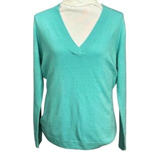 New York & Company Tiffany Blue Soft lightweight V-neck sweater (1AB0040)